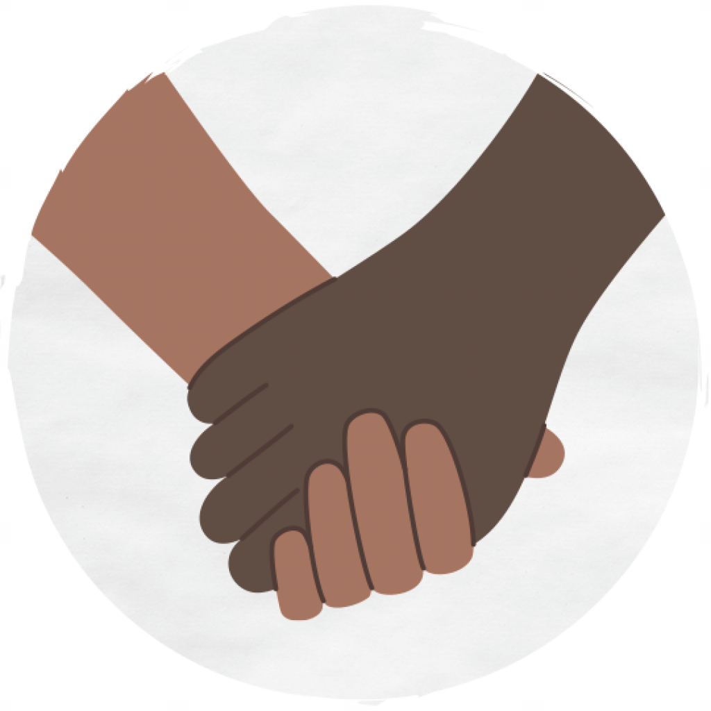 illustration of two different skin tone hands holding