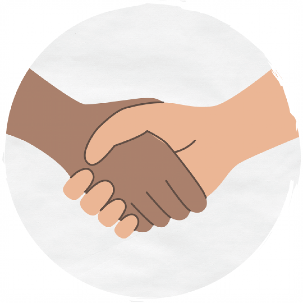 illustration of two different skin toned hands shaking