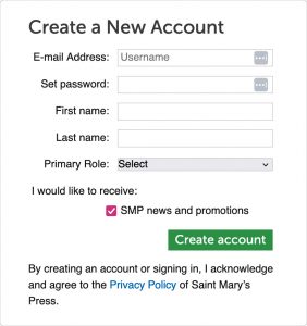 create account form