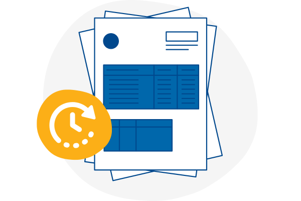 Illustration of a pause symbol with an invoice
