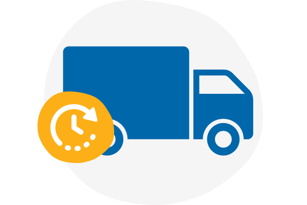 Illustration of a pause symbol with a delivery truck