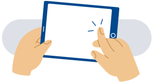 Hand holding a tablet