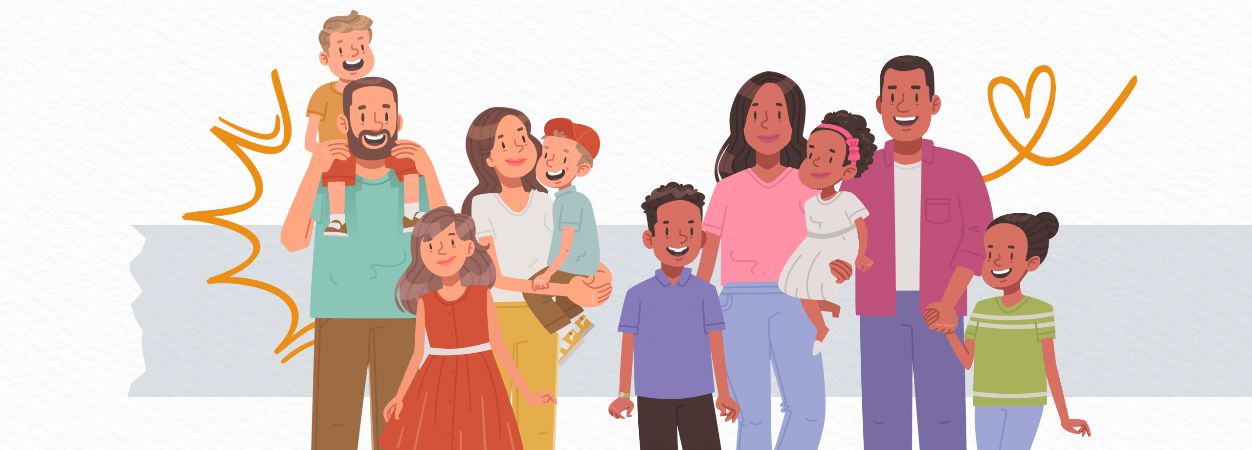 An illustration of two families